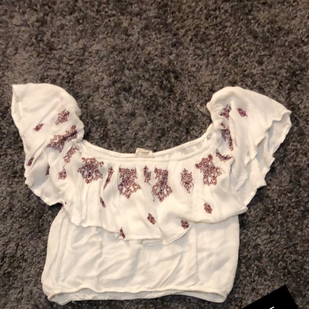 White Ruffle Crop Too